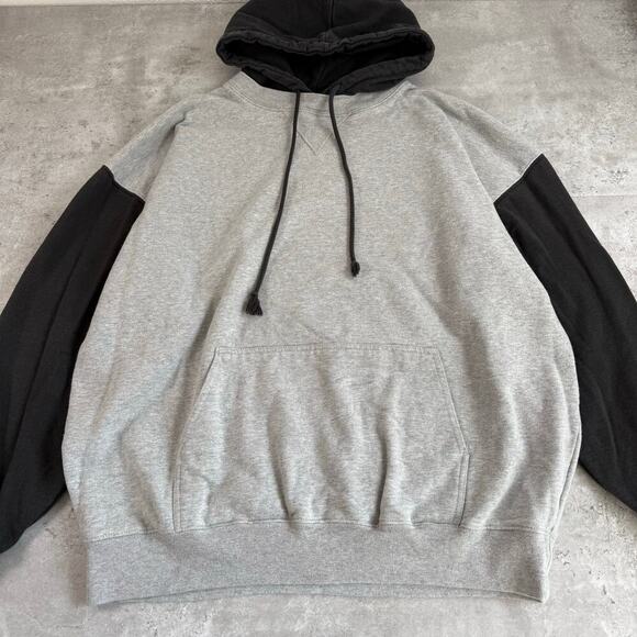 Brandy Melville black and grey color block oversized hoodie sweatshirt - Picture 1 of 8